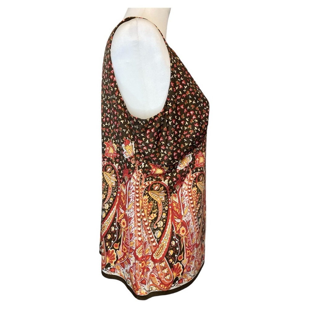 Talbots 100% Silk Sleeveless Top Mixed Floral/Paisley Print Size 14 Petite - Picture 2 of 9